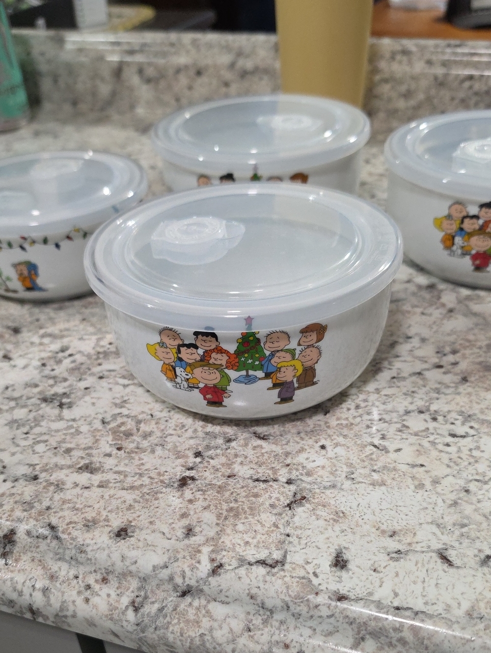 White Ceramic Holiday Character Food Storage Bowl with Clear Lid